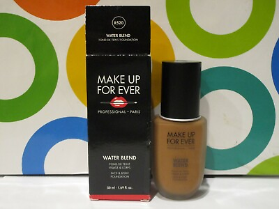 #ad MAKE UP FOR EVER WATER BLEND FOUNDATION # R 520 1.69 OZ BOXED $36.00