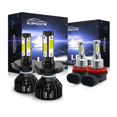 #ad 4PCS LED Headlight Combo H4H11 High Low Beam amp; Fog Light Bulbs Kit White 5000LM $39.99