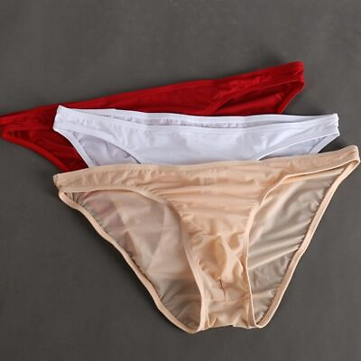 #ad 36 Pairs Mens Underpants Super Thin Ice Silk Bikini Briefs Thongs Underwear $12.34