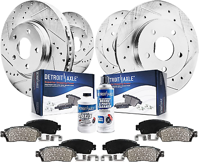 #ad 12.72#x27;#x27; Front and 11.5#x27;#x27; Rear Drilled amp; Slotted Rotors Ceramic Brake Pads W Ha $319.99
