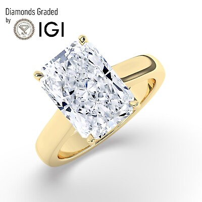 #ad Radiant Solitaire 18K Yellow Gold Engagement Ring 5 ct Lab grown IGI Certified $4162.90
