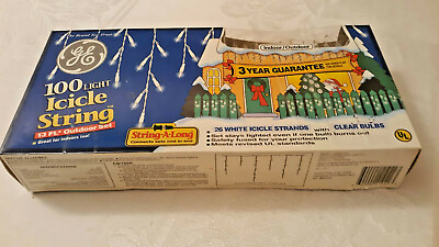 #ad Christmas Lights GE General Electric 13 Ft. Icicle String 100 Indoor outdoor $12.00