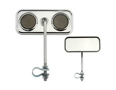 #ad 5quot; LONG LOWRIDER STEEL DIAMOND MIRROR IN CHROME W BLACK REFLECTORS SOLD BY PAIR. $18.99