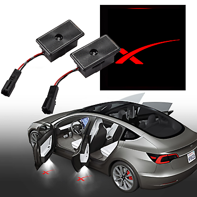 #ad 2x Car Puddle Lights Car Logo Projector Door Accessories for Tesla Model 3 Y S X $15.67