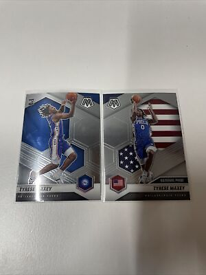 #ad Tyrese Maxey 2020 21 Panini Mosaic Rookie Card Lot Of 2 Base And National Pride $8.00
