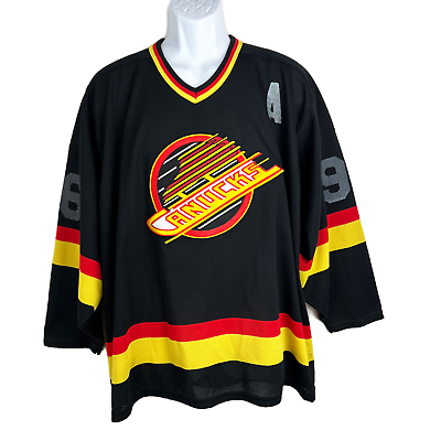 #ad Vintage Hockey Jersey Vancouver Canucks Men Large Black CCM Pavel Bure 96 NHL $245.00