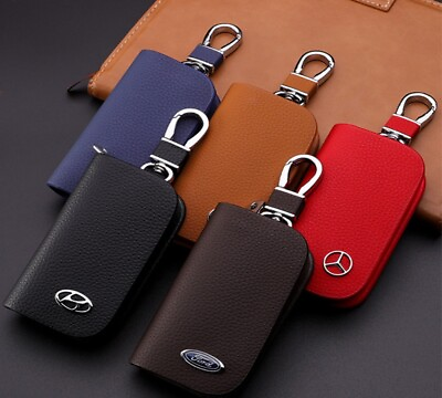 #ad 5 Color Leather Car Remote Key Fob Chain Zipper Wallet Holder Bags Case Cover $14.99