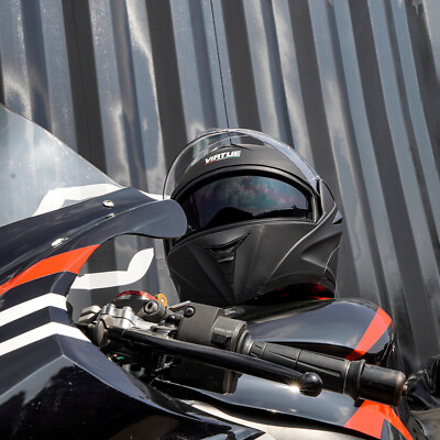 #ad #ad DOT Full Face Motorcycle Helmet Flip up Modular Dual Visor Matte Black M:57 58cm $29.99
