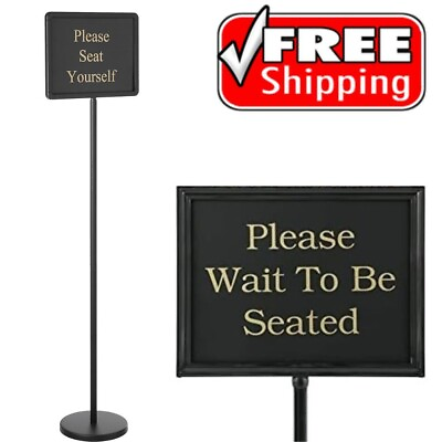 #ad Please Wait To Be Seated Sign Restaurant Commercial Equipment Stand Double Sided $132.90
