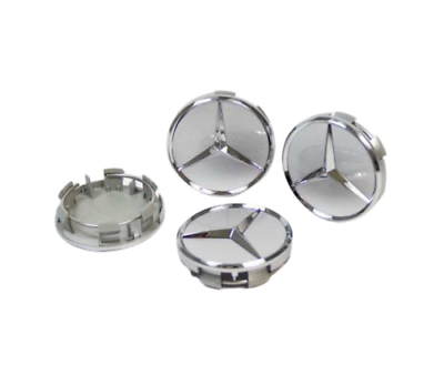 #ad Set of 4 Mercedes Benz Silver Chrome Wheel Center Caps 75MM AMG WREATH $15.99
