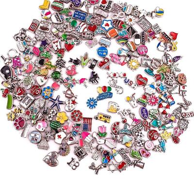 #ad 50pcs lot Floating Lockets Charms Geometric Shapes Locket Lockets Jewelry DIY $9.99