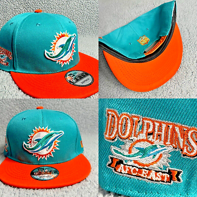 #ad Miami Dolphins Hat Cap Snapback Green Orange New Era AFC East Patch NFL Football $21.99