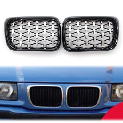 #ad For BMW E36 3 Series 97 99 Front Grill Latest Style Shiny Black Frame Diamond $95.10