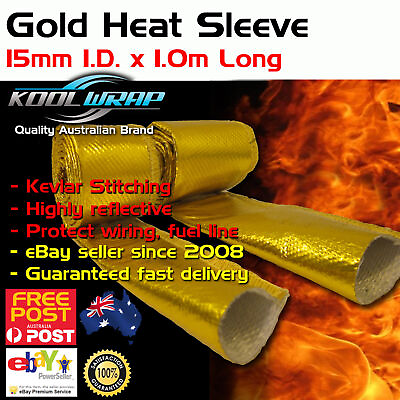 #ad Gold Foil Heat Resistant Sleeve Hose Wrap Tube Reflective Shield 15mm ID X 1m AU $26.95