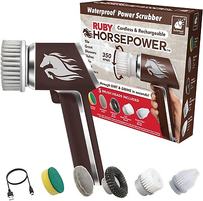 #ad Handheld Cordless Rechargeable Spinning Power Scrubber Ruby Horsepower $34.99