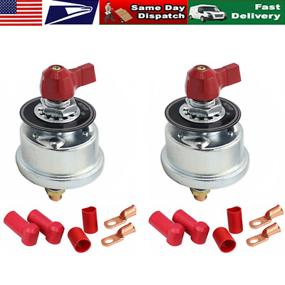 #ad 2PCS Master Battery Disconnect Power Cut Shut Off Switch For 300A 12V Heavy Duty $22.99