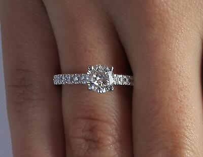 #ad 1 Ct Classic Pave Round Cut Diamond Engagement Ring VVS1 D White Gold 18k $1127.00