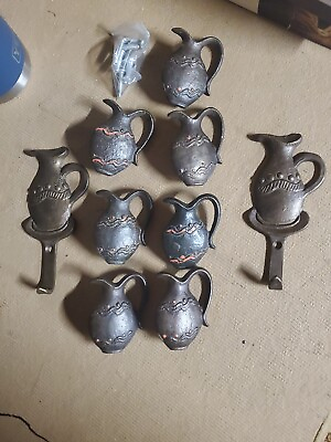#ad 7 DRAWER PULLS amp; 2 HOOKS Solid Brass PITCHER PITCHERS Pier One Cabinet $40.00