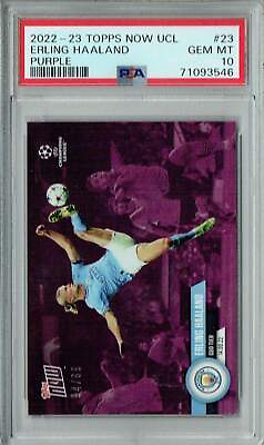 #ad PSA 10 Erling Haaland 2022 23 Topps Now UCL #23 Rare Trading Card Purple #94 99 $499.99