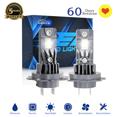 #ad 2x H7 LED Headlight Bulbs Kit 6500K 200W Super White Led Canbus Bulbs Noiseless $48.99