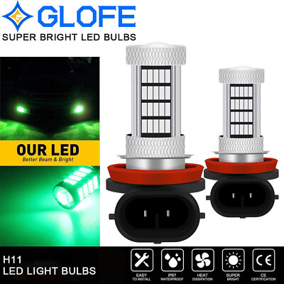 #ad 2X GLOFE H8 H9 H11 H16 LED Fog Light Bulbs 92SMD Green High Power Driving DRL $16.05