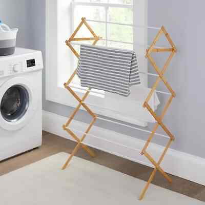 #ad Mainstays Space Saving Collapsible Bamboo Laundry Drying Rack $17.98