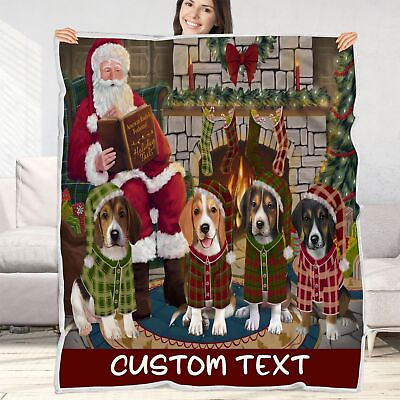 #ad American English Foxhound Dog Blanket Personalized Throw Woven Christmas NWT $69.99