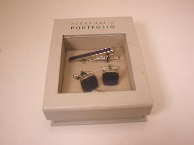#ad Purple Reflective Vintage PERRY ELLIS PORTFOLIO Cuff Links amp; Tie Bar Clip inbox $38.49