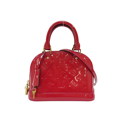 #ad LOUIS VUITTON Alma MM Handbag Vernis Patent Leather Cherry Red M90169 $729.36