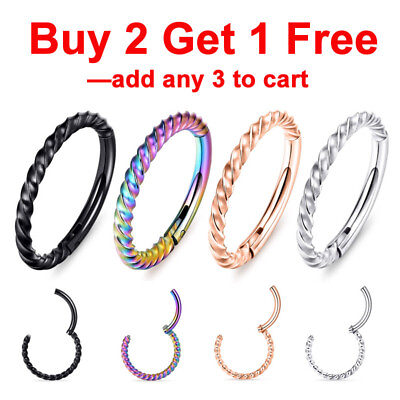 #ad 1Pc Hinged Segment Ring Hoop Nose Septum Clicker Helix Tragus Cartilage Earring $2.99