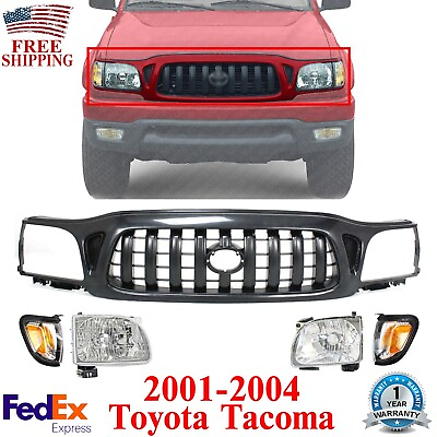 #ad Grille Assembly PaintableHeadlightsCorner Lights For 2001 04 Toyota Tacoma 4WD $250.15