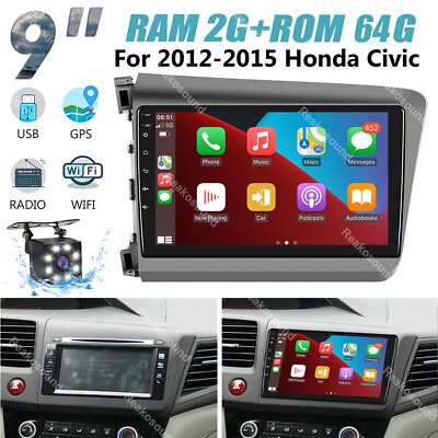 #ad 264GB For Honda Civic 2012 2015 9quot; Android 13 Carplay Car Stereo Radio GPS Wifi $126.99
