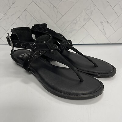 #ad Gianni Bini Black Leather Strappy Sandals Size 8 $20.00