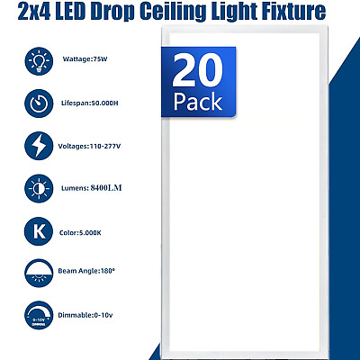 #ad 2x4 LED Drop Ceiling Light FixtureETL ListedLED Troffer Panel Light 2x4 $370.01