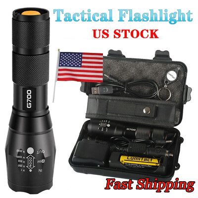 #ad 50000lm Genuine LED Tactical Flashlight Military Zoomable Torch Camping Fishing $19.99