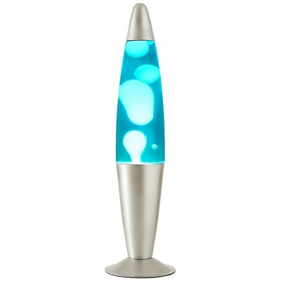 #ad Urban Shop 16quot; Blue Lava Motion Volcano Lamp White Wax in Blue Liquid Silver M $15.43