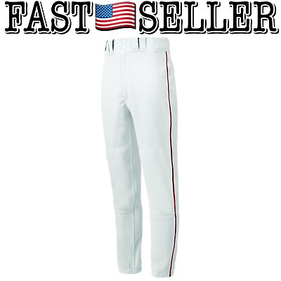 #ad Mizuno Baseball Premier Piped Pant Youth Small White Red Stripe NWT $37.79