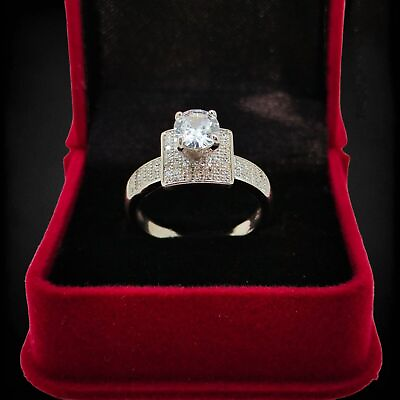 #ad 4.33 Gm Cubic Zirconia Solid 925 Sterling Silver Sparkling Engagement Ring US 8 $53.54
