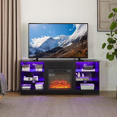 #ad TV Stand TV Cabinet with a 18quot; Electric Fireplace TV Stand with LED Lights $266.00
