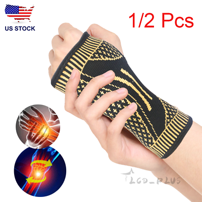 #ad #ad Copper Sports Wrist Hand Support Brace Splint Carpal Tunnel Sprain Arthritis US $8.98