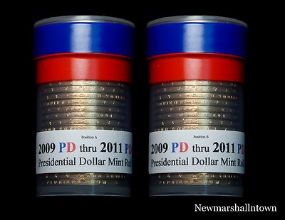 #ad 2009 2010 2011 PD Positions AB Presidential Dollar Mint Roll Set No Proof S $119.95