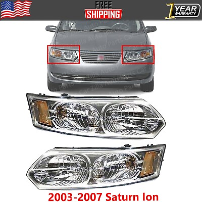 #ad Headlight Lamp with Bulb Left And Right Side Sedan For 2003 2007 Saturn Ion $119.92