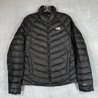 #ad North Face Jacket Womens Medium Black Puffer Goose Down 800 Full Zip Coat Ladies $69.99