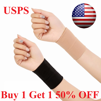 #ad Wrist Band Support Sleeve Elastic Breathable Fabric Compression Brace Sports $4.95