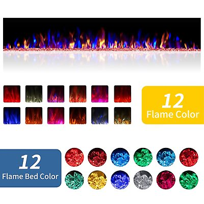 #ad 30#x27;#x27; Recessed Wall Mounted Electric Fireplace12 Flame Color Touch ScreenThin $152.62
