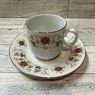 #ad Fine Porcelain Miniature Floral Teacup 2” amp; Saucer 4.5” Gold Rim Vintage $5.59