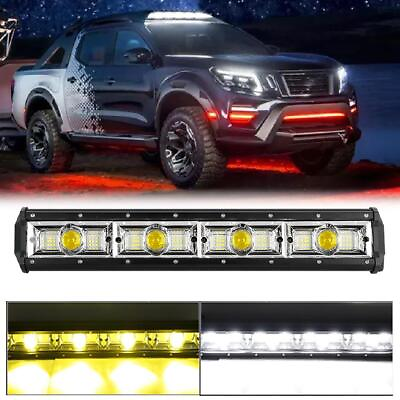 #ad 17 inch LED Light Bar Combo Work Driving Truck Offroad White amp; Amber Dual Color $46.99