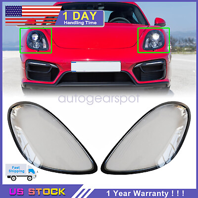 #ad Headlight Lens Cover Shell Left Right For 2014 2016 Porsche Boxster Cayman 981 $84.50