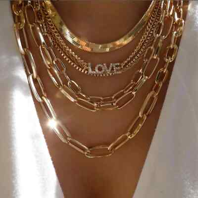#ad Chunky Multi Layer Necklace Trendy Multi Style Choker Women Fashion Jewelry 88H $13.94