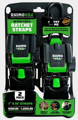#ad #ad Rhino USA 1in x 10ft Retractable Ratchet Straps 2 Pack $24.49